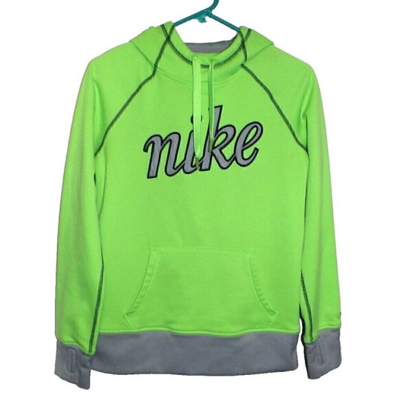 NIKE Therma-Fit green & gray 100% polyester pullover hoodie woman's size M - Picture 1 of 5